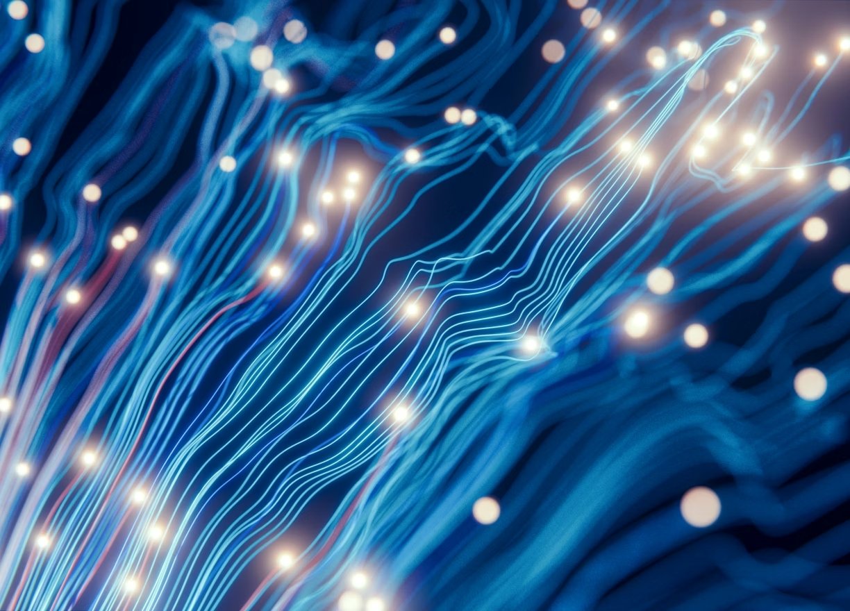 Vernetzte Lichtfasern symbolisieren digitale Transformation